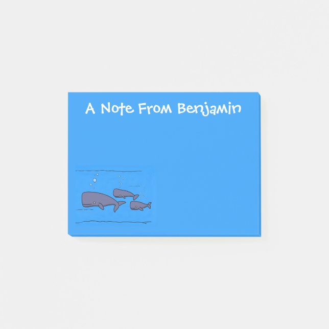 Post-it® Illustration de mignonne migratrice de baleines à  (Devant)