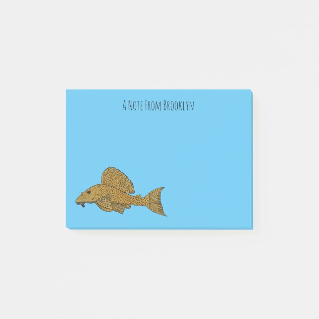 Post-it® Illustration de poisson Pleco (Devant)