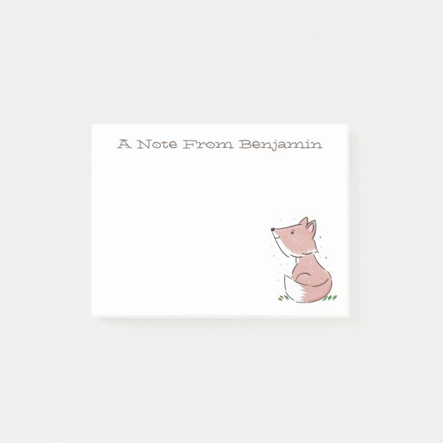 Post-it® Illustration de renard blanc mignon bébé (Devant)