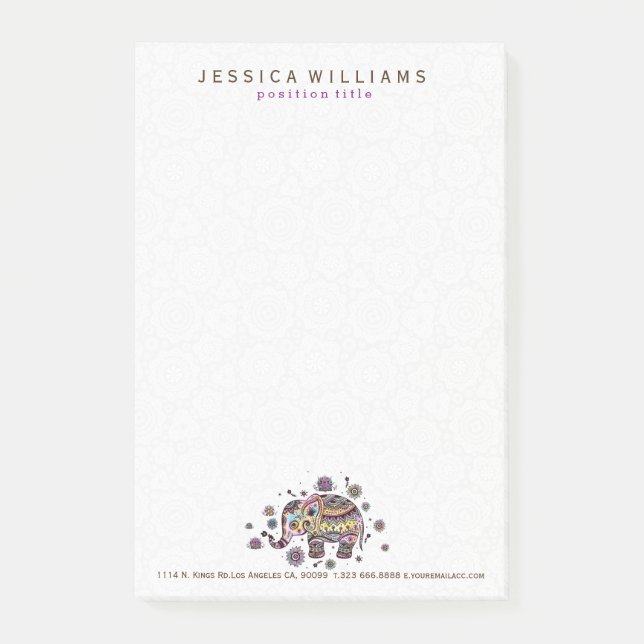 Post-it® Illustration d'éléphant de bébé floral joli et col (Devant)