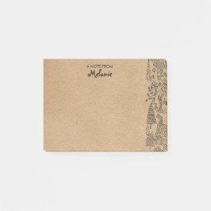Post-it® Illustration des arbres rustiques Kraft personnali