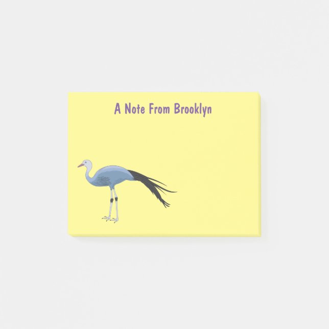 Post-it® Illustration d'oiseau de grue bleue (Devant)