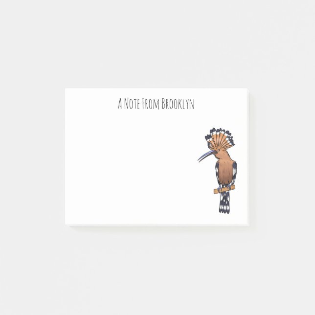 Post-it® Illustration d'oiseau huppé d'Eurasie (Devant)