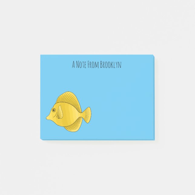 Post-it® Illustration du poisson-tang jaune (Devant)