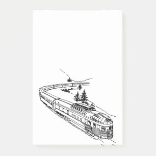 Post-it® Illustration du train Vintage en montagne