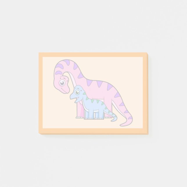 Post-it® Illustration D'Un Brachiosaurus Mère Et Enfant. (Devant)