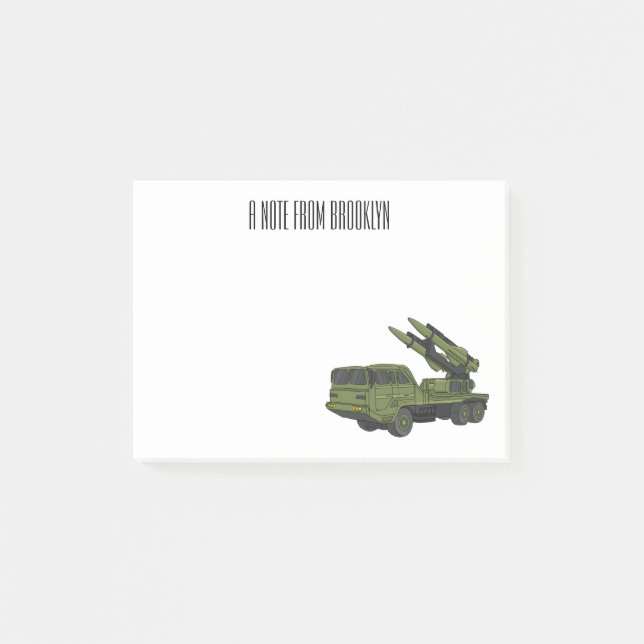 Post-it® Illustration d'un camion de missiles militaires (Devant)