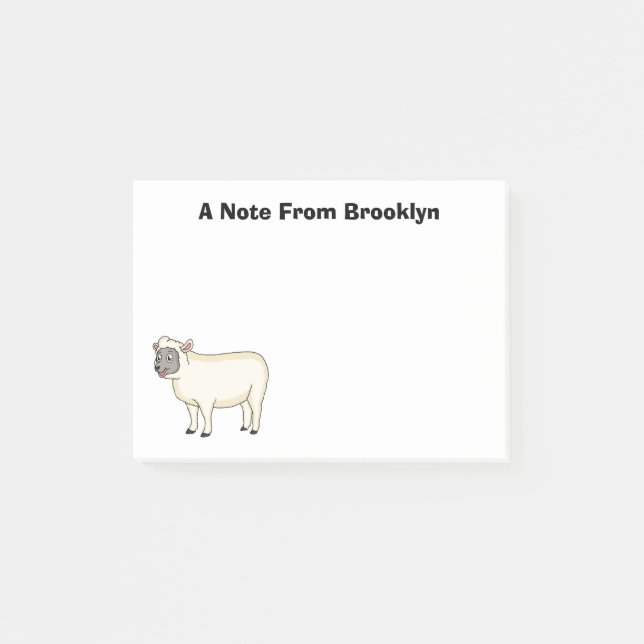 Post-it® Illustration d'un mouton joyeux (Devant)