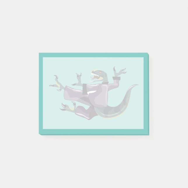 Post-it® Illustration D'Un Rapteur Qui Fait Du Karaté. (Devant)