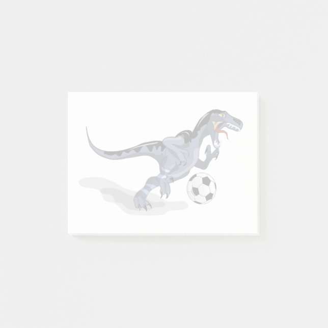 Post-it® Illustration D'Un Raptor Dinosaure Jouant Au Footb (Devant)