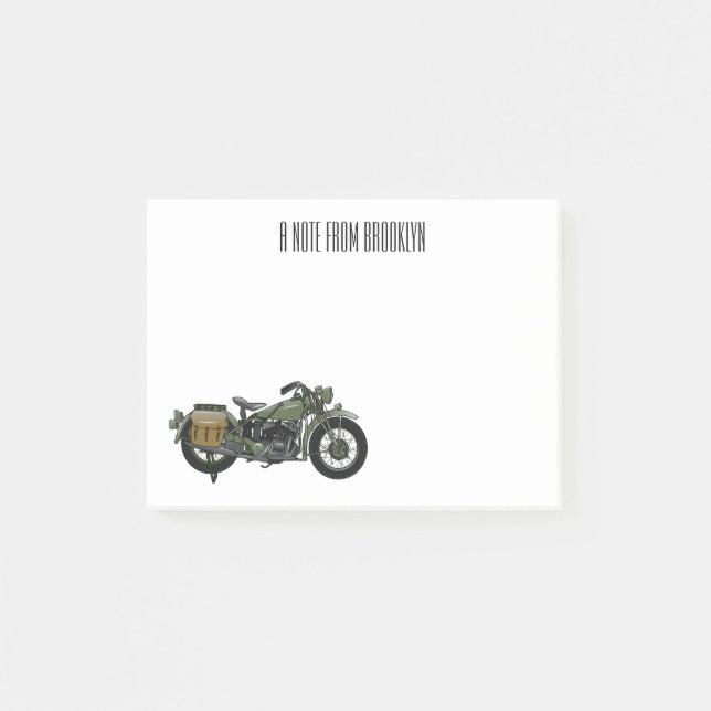 Post-it® Illustration d'une moto de croiseur militaire (Devant)