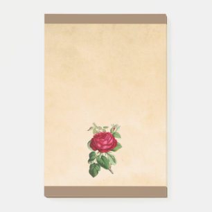Post-it® Illustration d'une rose rouge sur fond beige