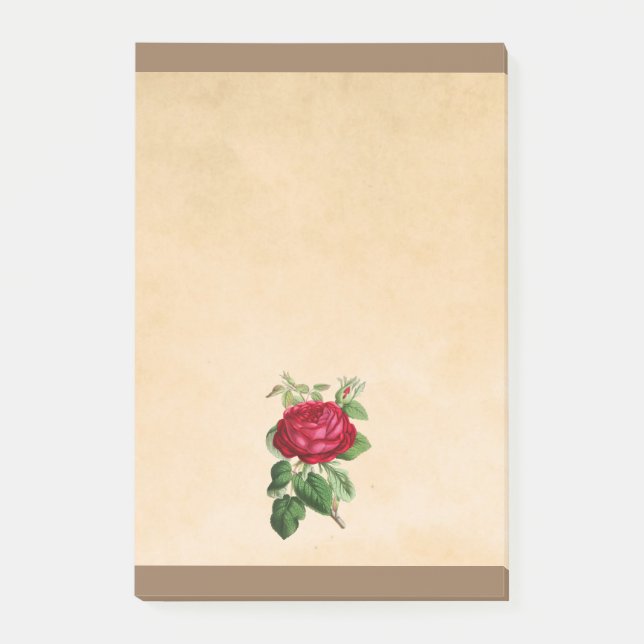 Post-it® Illustration d'une rose rouge sur fond beige (Devant)
