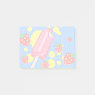Post-it® Illustration Fun Pink Popsicle and Strawberries