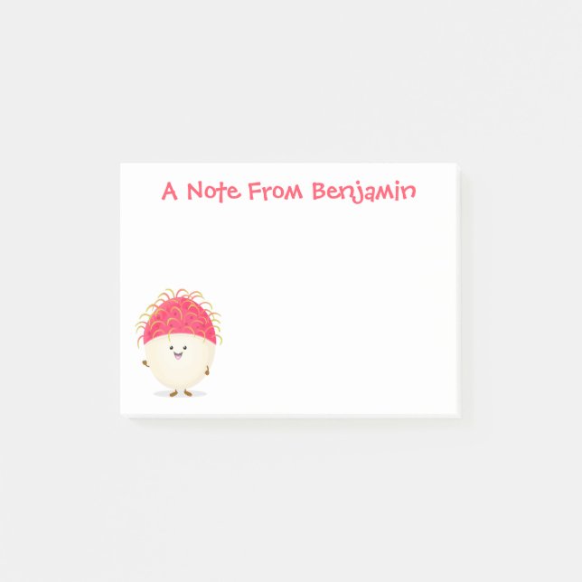 Post-it® Illustration mignon du ramboutan rose (Devant)