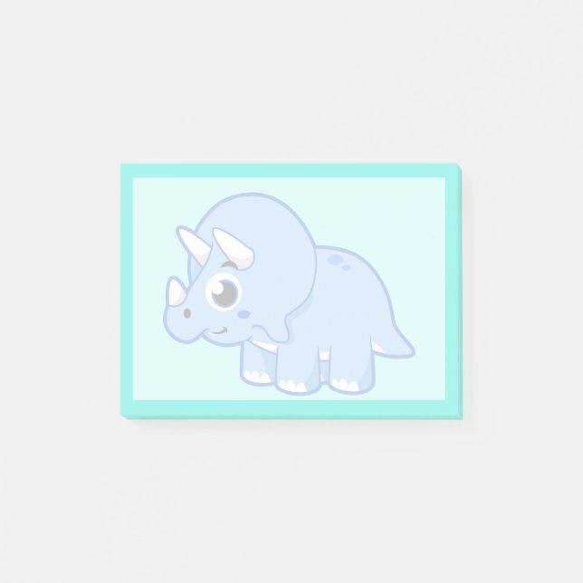 Post-it® Illustration Mignonne D'Un Dinosaure Tricératops. (Devant)