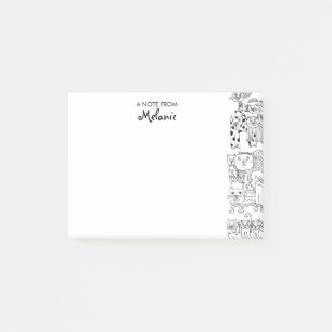 Post-it® Illustration personnalisée de chats noirs et blanc