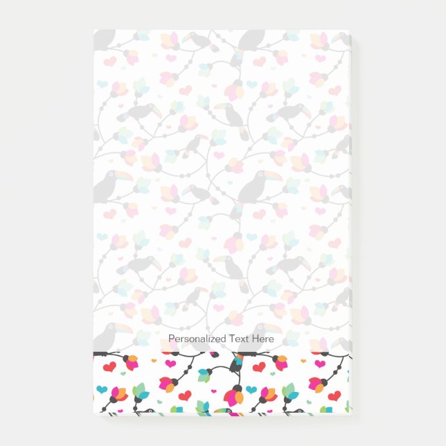 Post-it® illustration tropicale d'oiseau mignon de toucan (Devant)