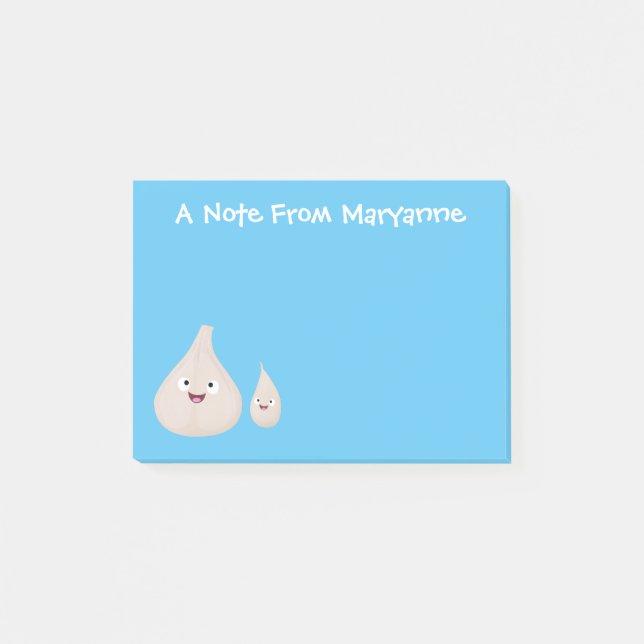 Post-it® Illustration végétale de caricature à l'ail mignon (Devant)