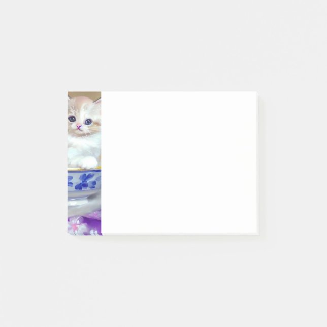 Post-it® Illustration vintage de chaton blanc (Devant)