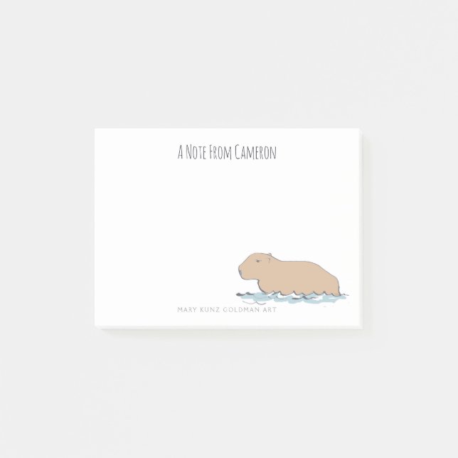 Post-it® Illustré à la main mignon Capybara Pluie Animal (Devant)