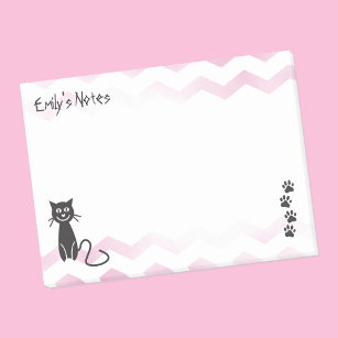 Post-it® Image de chat mignon rose Zigzags Nom Modèle