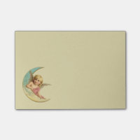 Image vintage - Angel assis sur une lune de croiss