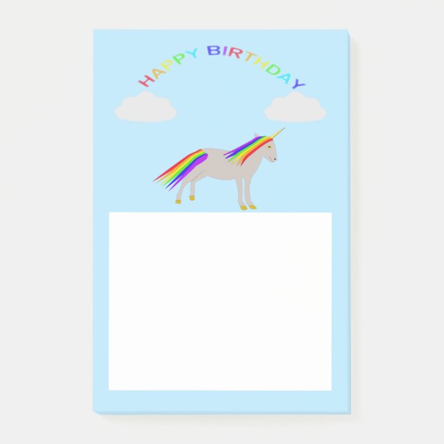 Post-it® Imaginaire Anniversaire Unicorne et nuages (Devant)