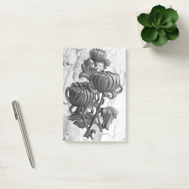 Post-it® Impression Chrysanthème Noir et Blanc (Bureau)