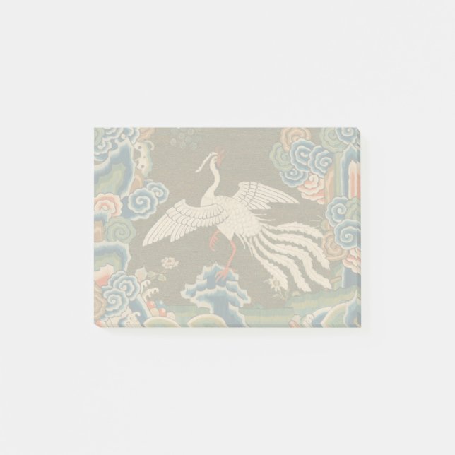 Post-it® Impression de broderie en soie blanche antique chi (Devant)