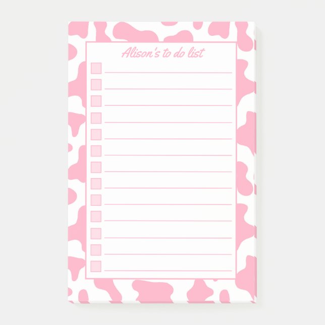 Post-it® Impression de vache rose personnalisée (Devant)