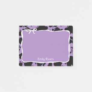 Post-it® Impression vache violette et nœud blanc avec votre