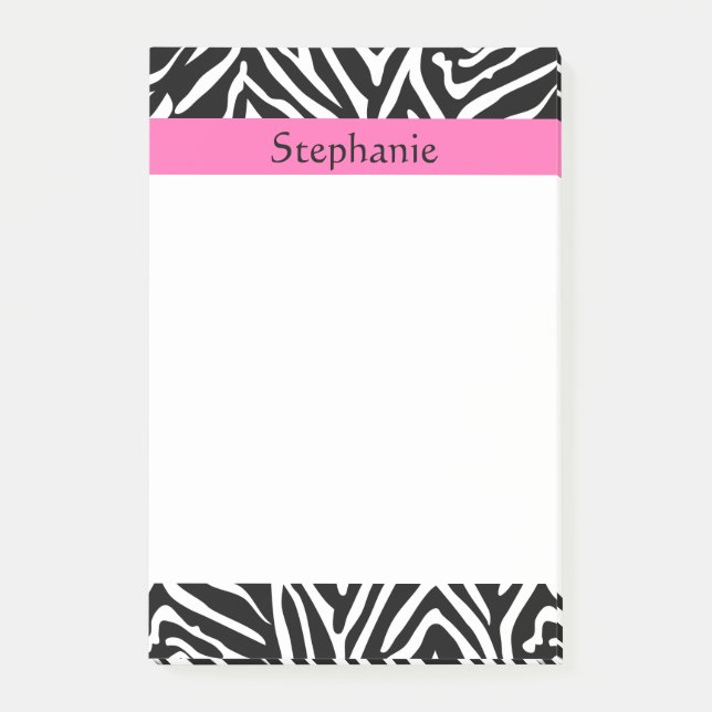 Post-it® Impression Zèbre noir, blanc et rose chaud personn (Devant)