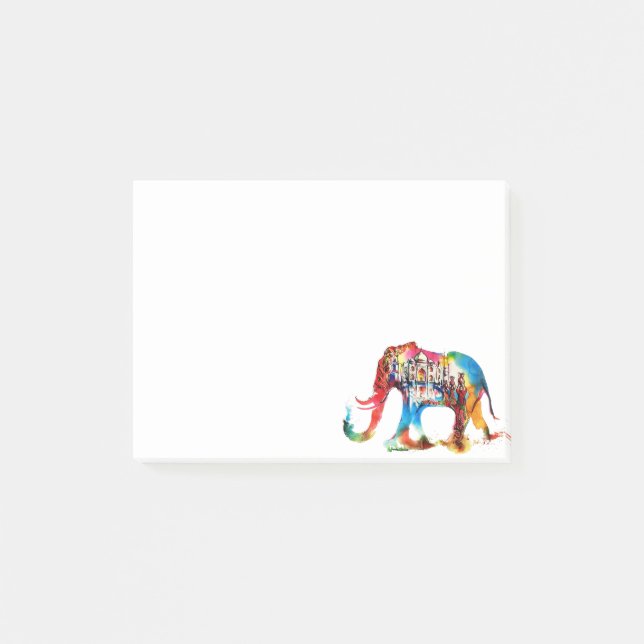 Post-it® Inde Elephant Vintage voyage Love Aquarelle (Devant)