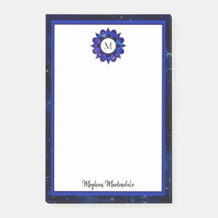 Post-it® Indigo Blue Space Galaxy Mandala Monogramme