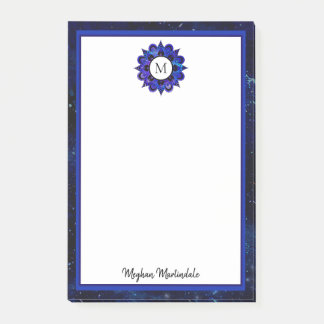Post-it® Indigo Blue Space Galaxy Mandala Monogramme