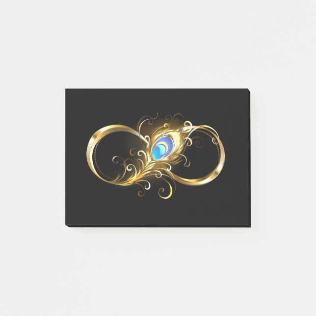 Post-it® Infinité avec plume de paon doré (Devant)