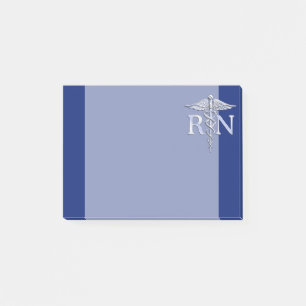 Post-it® Infirmière inscrite RN Silver Caduceus Navy Blue