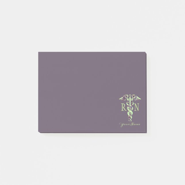 Post-it® Infirmière RN Nom personnalisé Marbre pourpre Post (Devant)