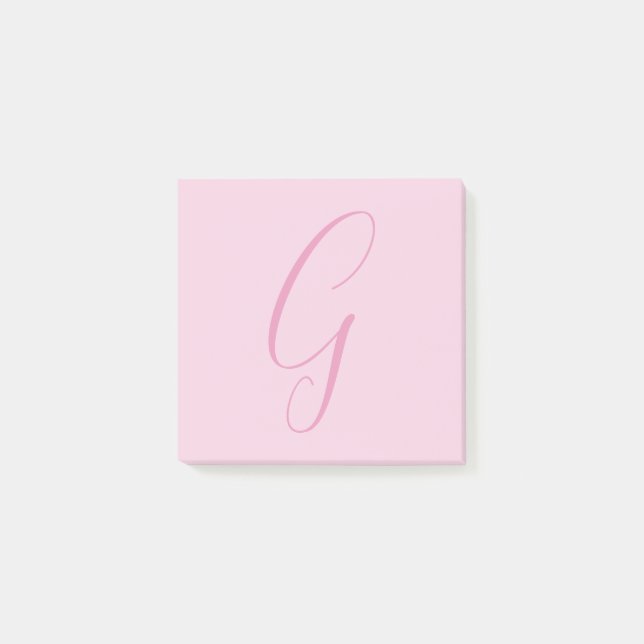 Post-it® Initial Letter Monogram Light Pink Plain Chic (Devant)