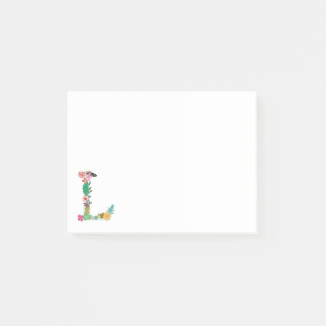 Post-it® Initiale florale de monogramme de lettre - L - (Devant)