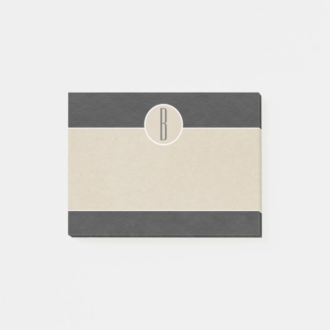 Post-it® Initiale Monogramme Rustique Kraft Marron & Gris M (Devant)