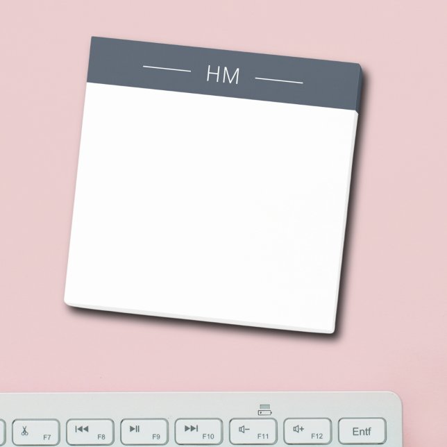 Post-it® Initiales de Monogramme bleu marine foncé moderne (Créateur téléchargé)