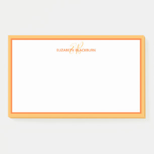 Post-it® Initiales de monogramme de nom personnalisé Orange
