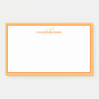 Post-it® Initiales de monogramme de nom personnalisé Orange