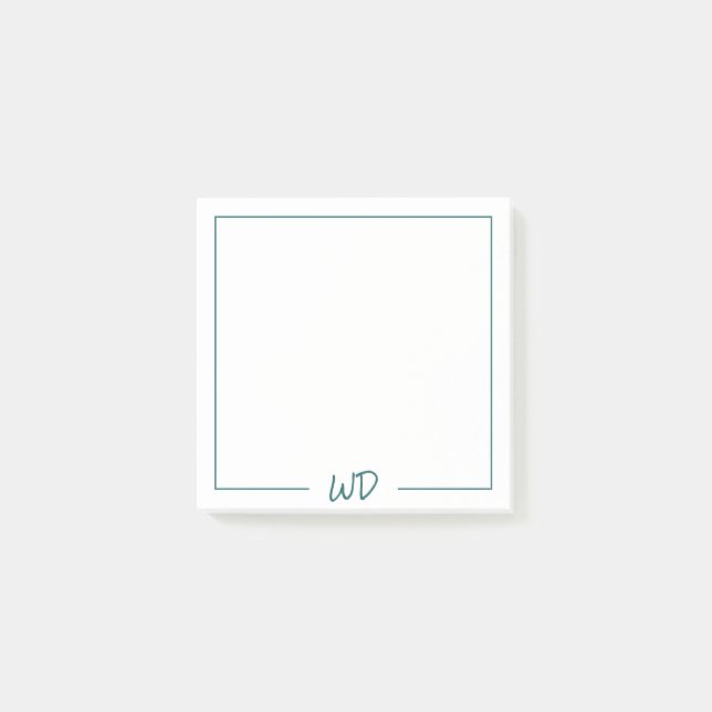 Post-it® Initiales de monogramme vert foncé Turquoise de ba (Devant)