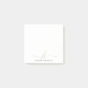 Post-it® Initiales du monogramme moderne gris minimes