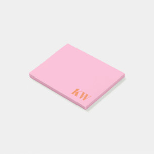 Post-it® Initiales du Monogramme rose moderne personnalisée