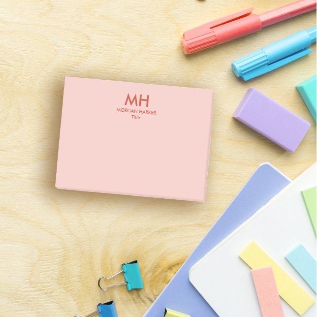 Post-it® Initiales minimales Orange Peche (Créateur téléchargé)