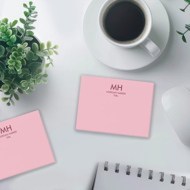 Post-it® Initiales minimales propres rose bordeaux (Créateur téléchargé)